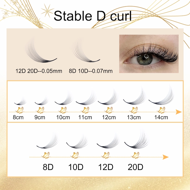 14 Rows Large Tray Premade Fans Eyelash Extensions 8D 20D Private Label