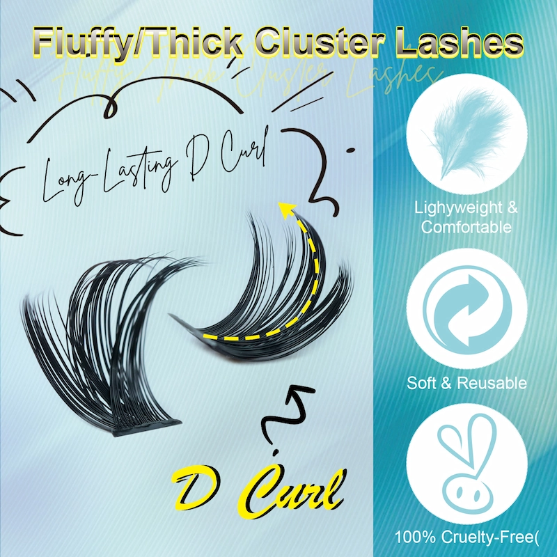 Long Fluffy 60D 80D 100D DIY Cluster Lashes Private Label
