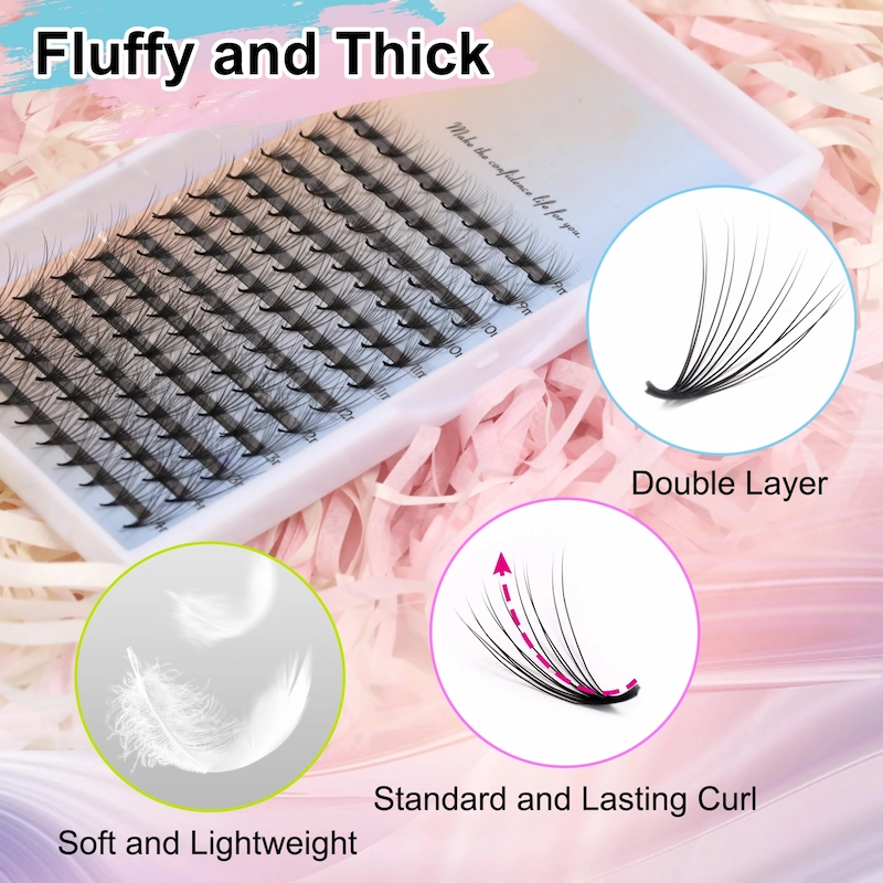 New Double Layer Pointy Base Premade Fans Eyelash Extensions Mega Hybrid Look LM
